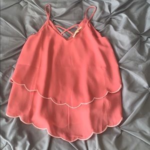 Light Pink Scalloped Tank Top